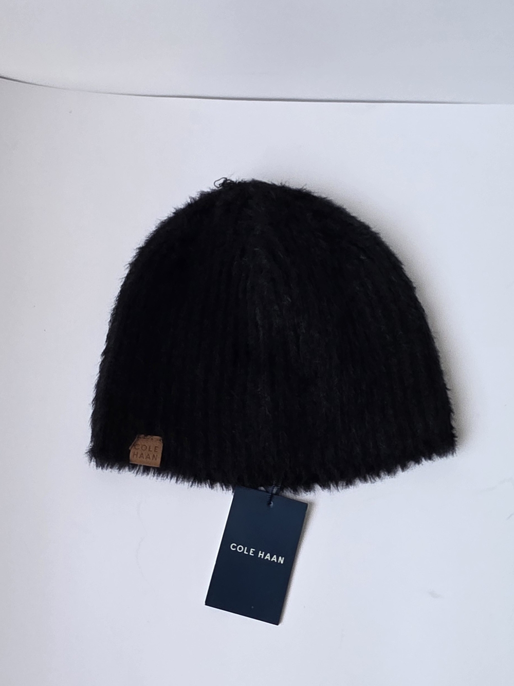 Cole Haan Black Fuzzy Knit Beanie